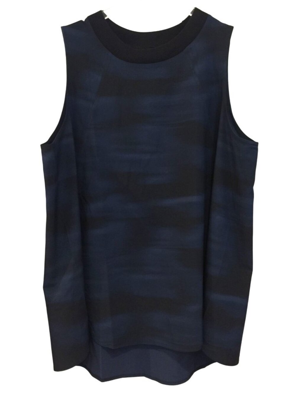 ATHLETA Zephyr Print Tank Ladies Size 1X Navy with Black Abstract Stripes